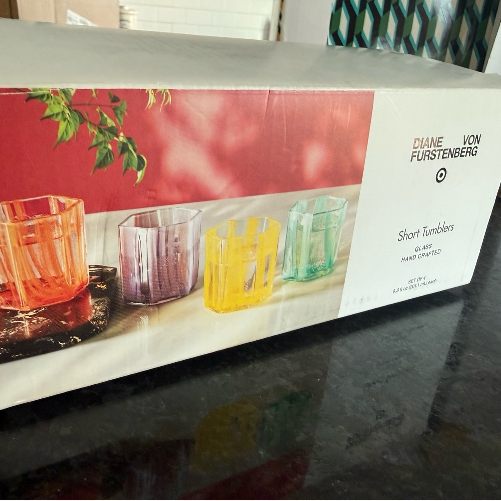*LIMITED DROP* DVF Diane Von Furstenberg X Target 4pc Short Glass Drinkware Set
